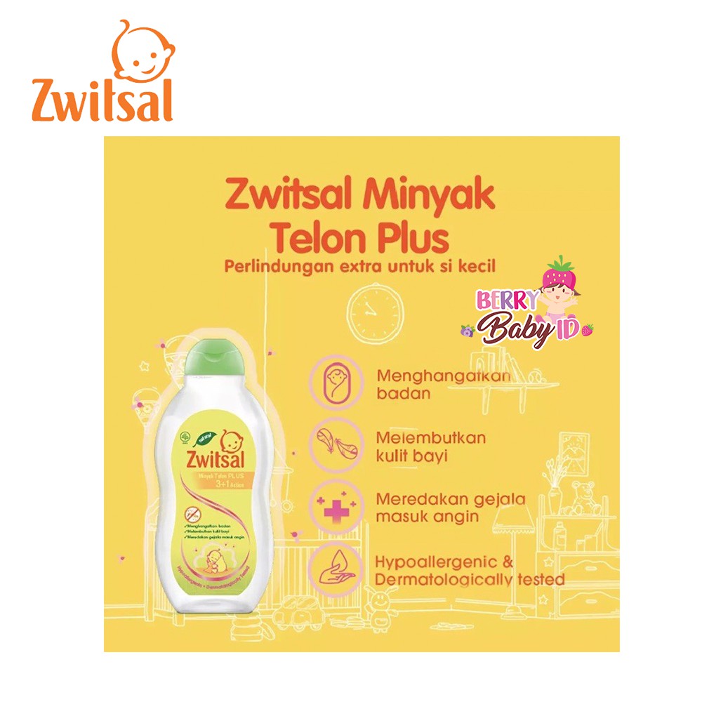 Zwitsal Minyak Telon Bayi Anak Plus 3+1 Action Anti Nyamuk 100 ml Berry Mart