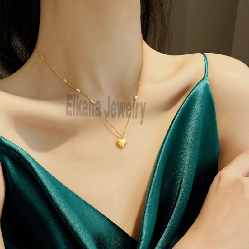 TITANIUM KALUNG LOVE RANTAI SPASI 03 SUPER BERKELAS PERHIASAN ANTI KARAT&amp;ANTI LUNTUR