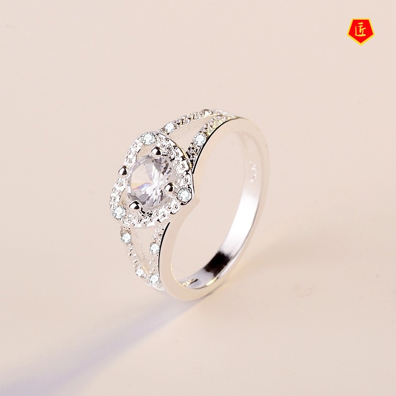 [Ready Stock]Fashion Heart-Shaped Diamond Ring Simple and Elegant