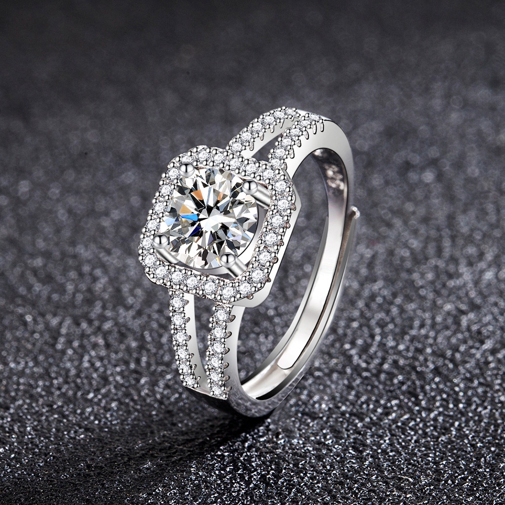 cincin perak 925 cincin asli untuk wanita Cincin yang bisa disesuaikan Berlian bertatahkan zirkon Fashion Perhiasan/cincin perak