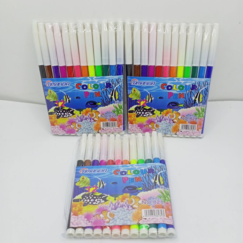 Spidol Warna Warni isi 12 Warna / Kelir Air / Colour pen Ukuran Besar/ kecil