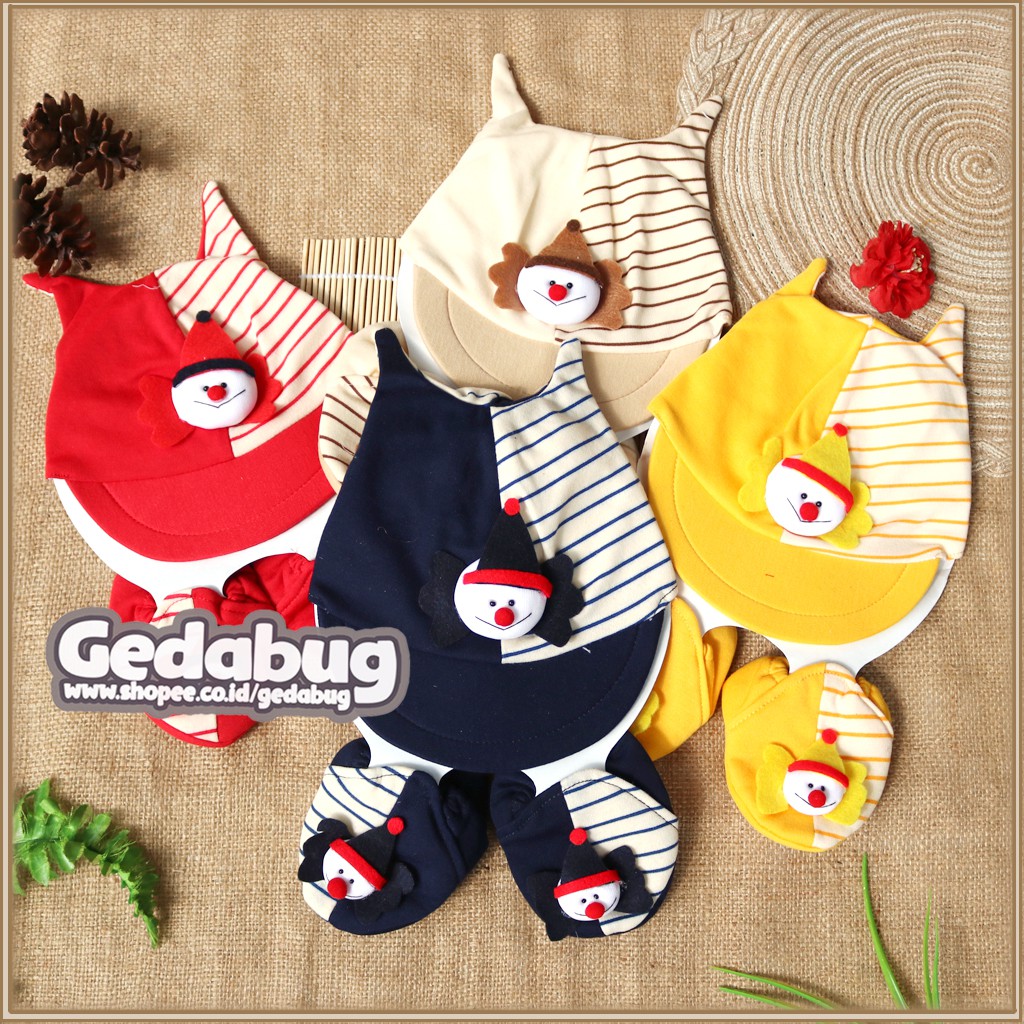 Topi Bayi Set Care / Topi + Kaos Kaki Newborn Motif Lucu - gedabug