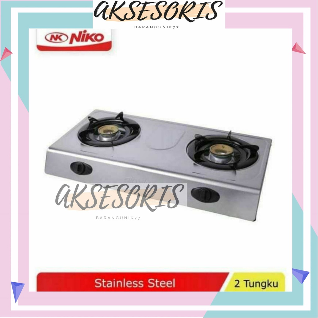 KOMPOR 2 TUNGKU STAINLESS STEEL NIKO777 / KOMPOR GAS NIKO 2 TUNGKU  / KOMPOR NIKO NK-777