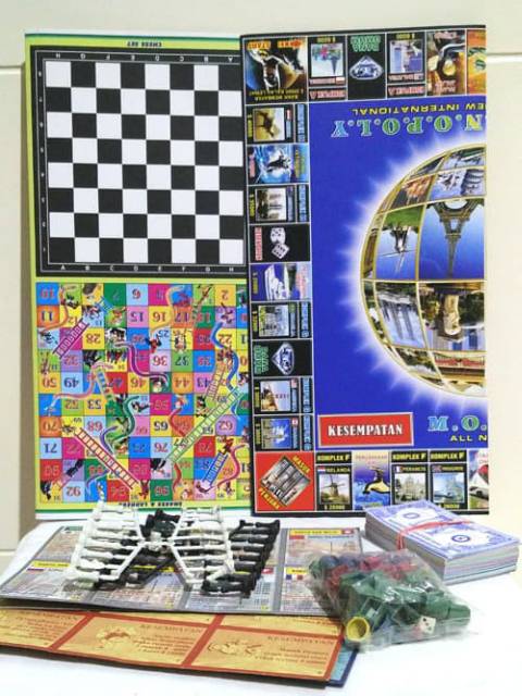 Mainan Monopoli mainan edukasi anak 5 in 1 monopoly catur,ular tangga,ludo,halma