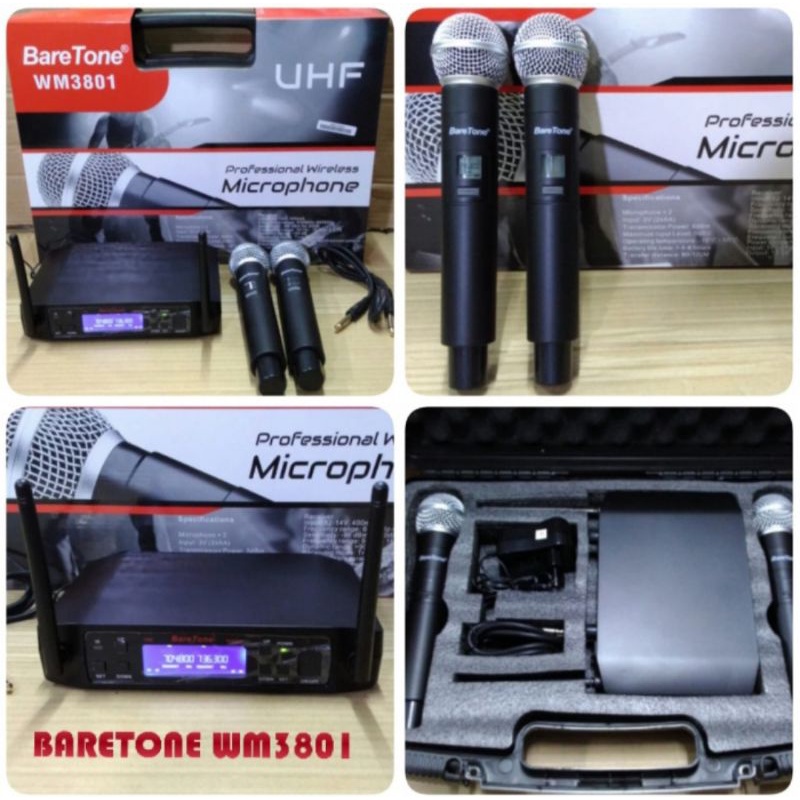 Mic Wireless BARETONE  WM3801 Original Mikropon Werles WM-3801 Mikrofon Wirles WM 3801 Baretone Orig