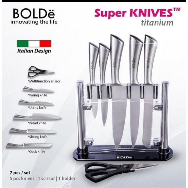 BOLDE SUPER KNIVES PISAU SET TITANIUM 7 PCS