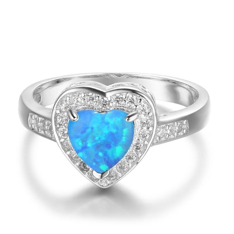 New European and American Creative Love Diamond Opal Ring