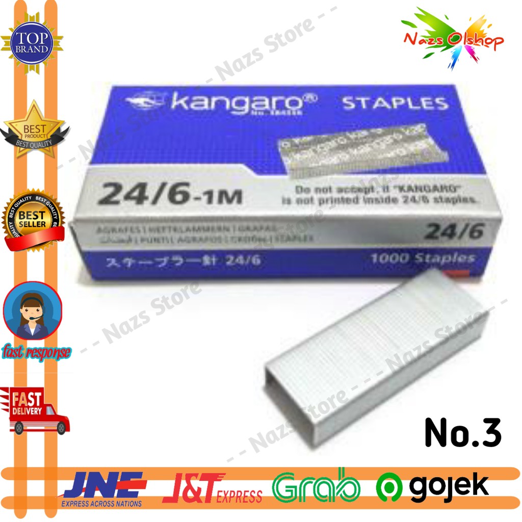 

Isi Stapler / Staples / Steples Hekter Besar merk Kangaro No.3 (24/6)