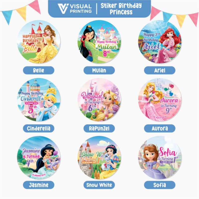 

STIKER ULTAH Princess Custom Nama dan Foto
