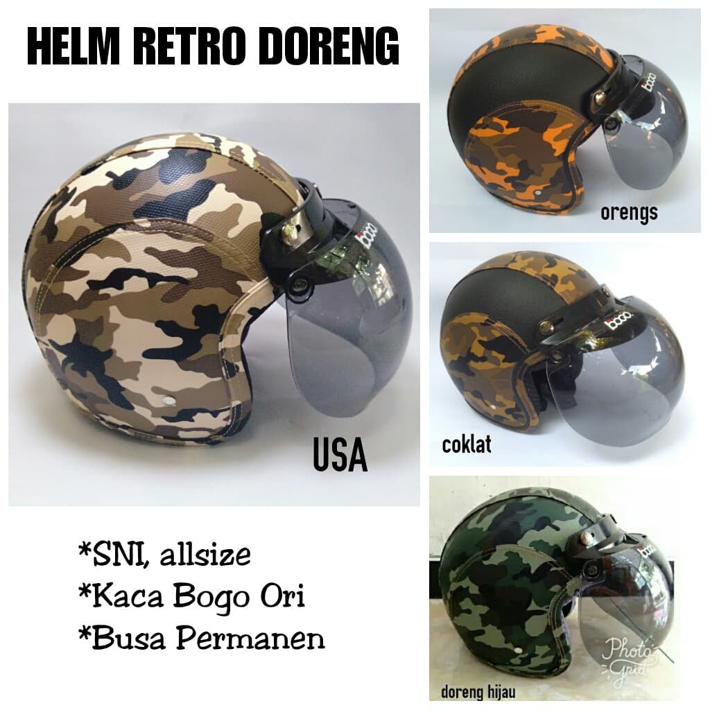 Helm Bogo Kulit Doreng Loreng Terlaris, Helm Busa berkualitas, Helm Bogo Murah