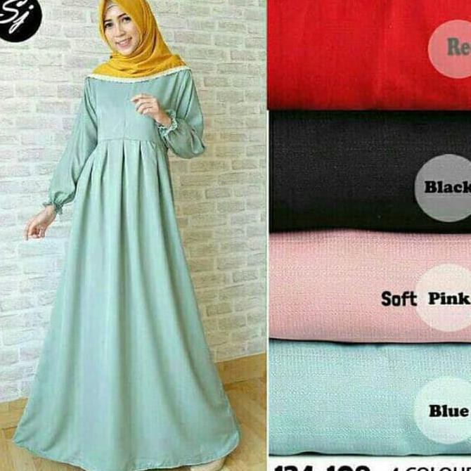 BARU Best Seller Gamis Syari Balotelli Polos / Basic Dress - Navy, L