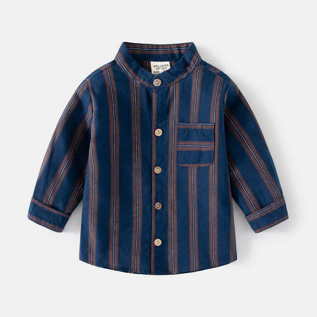 HNK Baju Kemeja Anak Print Salur | Kemeja Stripe Anak Laki laki | PINSTRIPE SHIRT