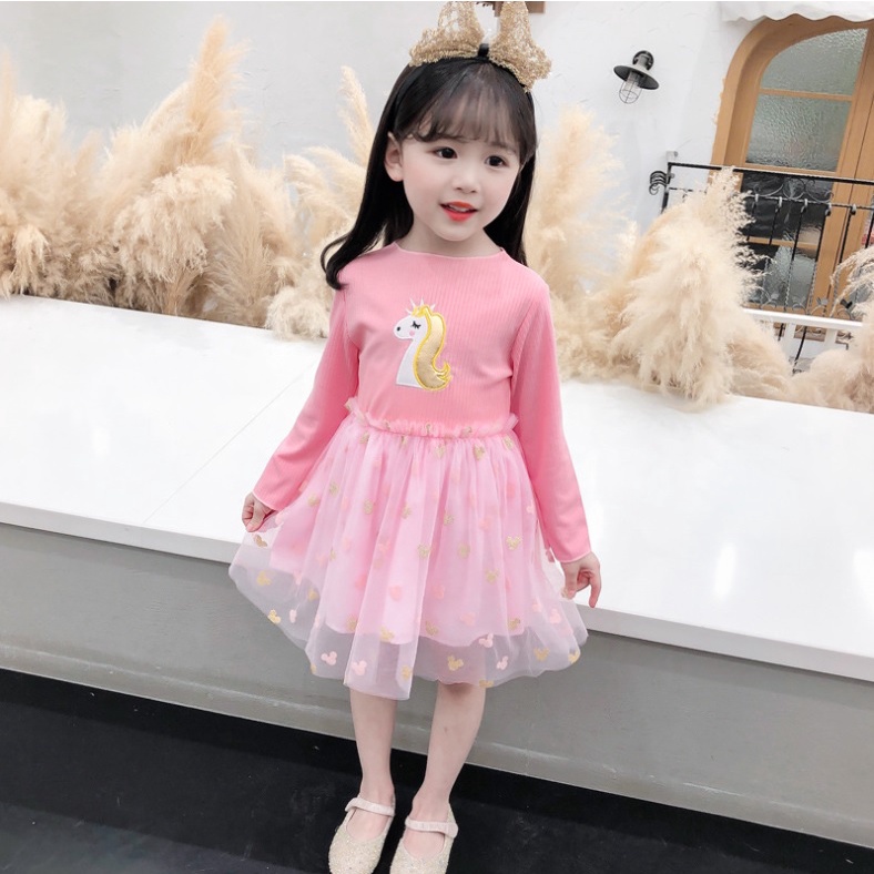 NEW Dress bayi/baju dress anak lengan panjang import motif unicorn