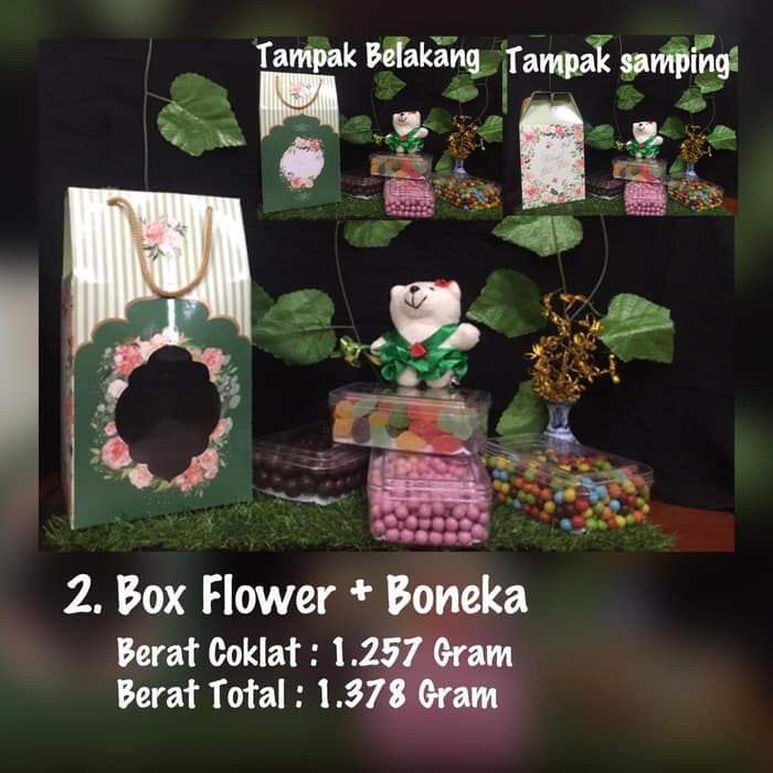

Coklat unik parcel lebaran box flower + boneka