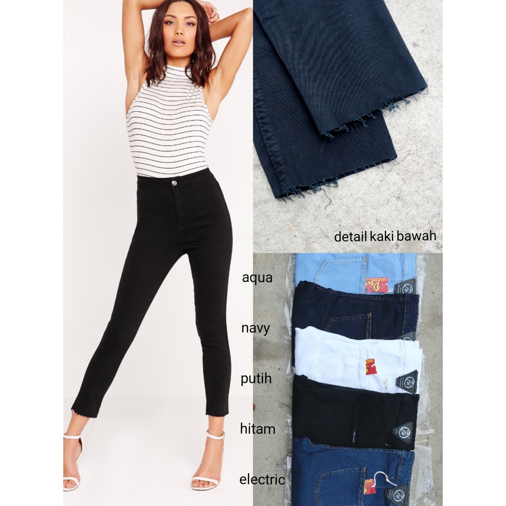 CELANA JEANS WANITA HW ANKLE CUT