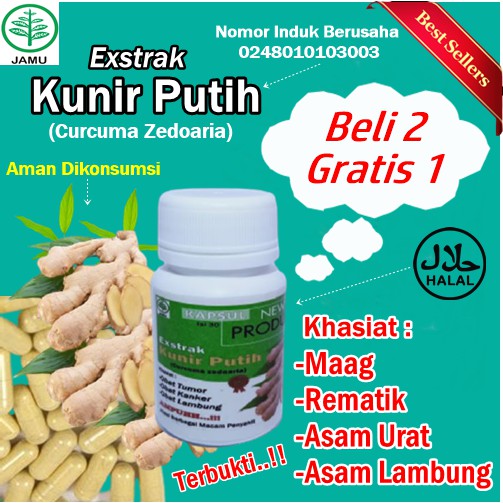 Obat Kunir Putih Herbal Kunyit Putih Asli Jamu Kunir Serbuk Kanker Tumor Maag Lambung Asam Urat 3841