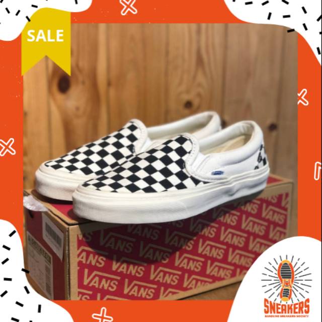 [PREMIUM] VANS CHECKBOARD OG SLIP SEPATU SNEAKERS PRIA KETS GRADE ORIGINAL SANTAI KASUAL COWOK MURAH