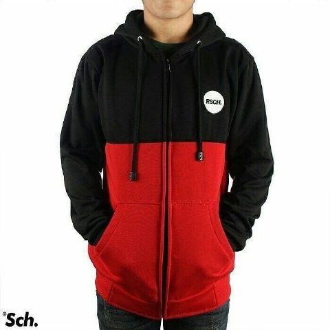 (BAYAR DI TEMPAT/COD) JAKET RSCH ZIPPER HOODIE COMBINASI PRIA FIT L