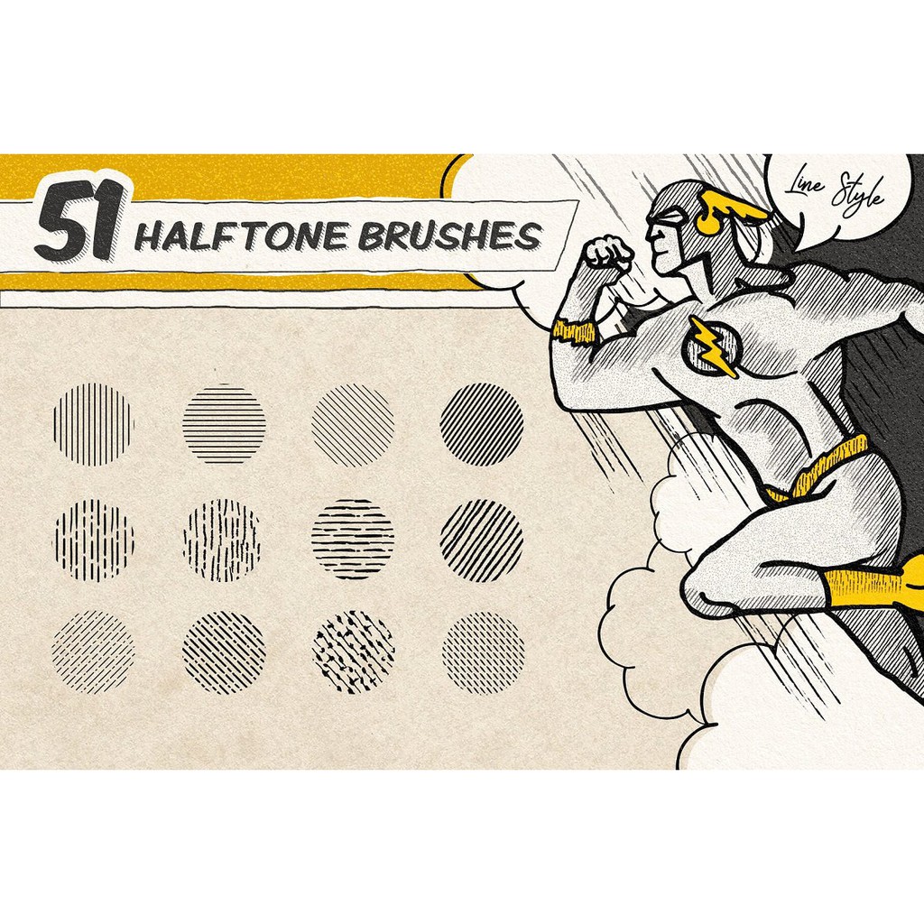 Procreate Brush - Vintage Comic 51 Halftones