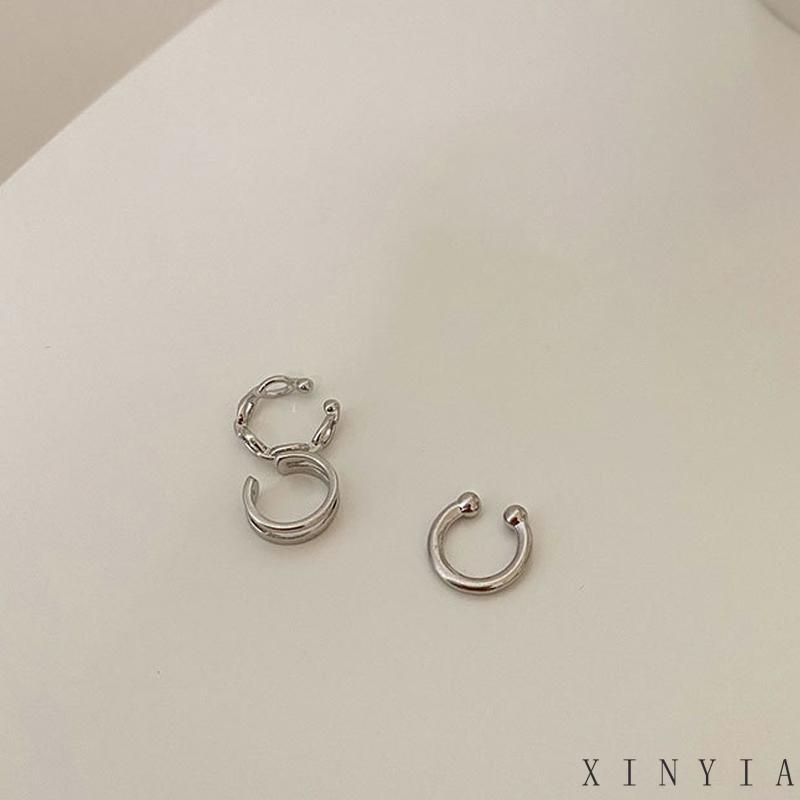 3pcs / Set Anting Klip Tanpa Tindik Gaya Retro Untuk Wanita