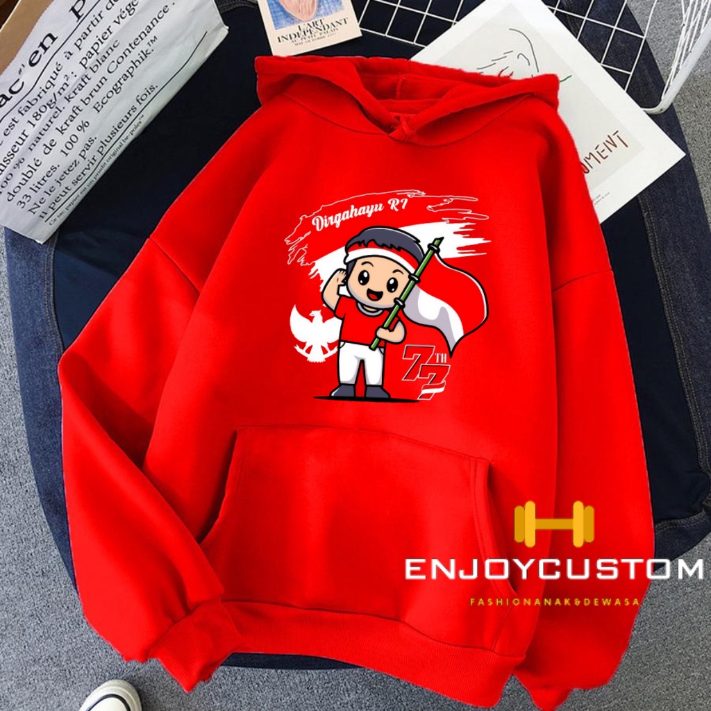 JAKET SWEATER HOODIE ANAK SPECIAL KEMERDAKAAN HUT RI KE 77 BAHAN PREMIUM