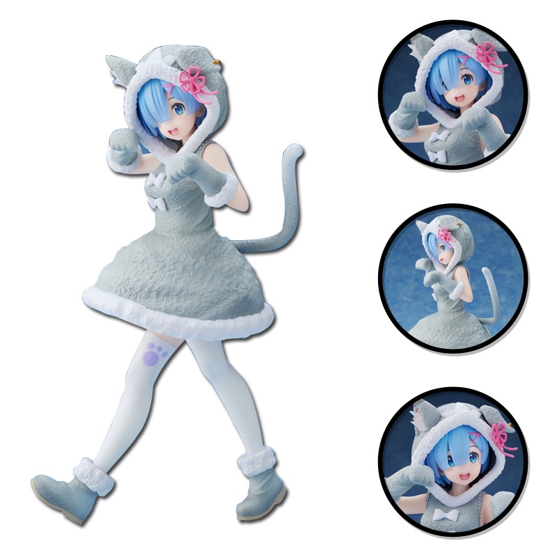 Mainan Action Figure Rem Ram Anime RE: Zero-Starting Life in Another World Kawaii Telinga Kucing Bahan PVC Untuk Hadiah Anak