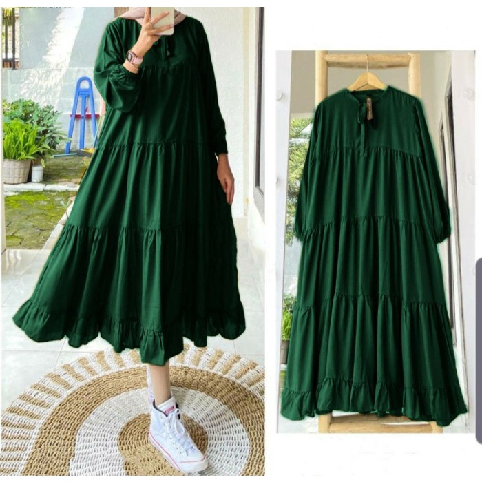 PC- Isyana Midi Dress IjoBotol [Dress 0152] UKX -PC