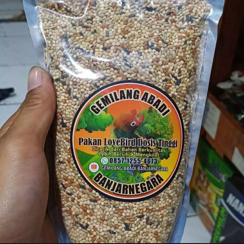 pakan gemilang abadi gamas mas Novi pakan lovebird dosis tinggi Banjar negara