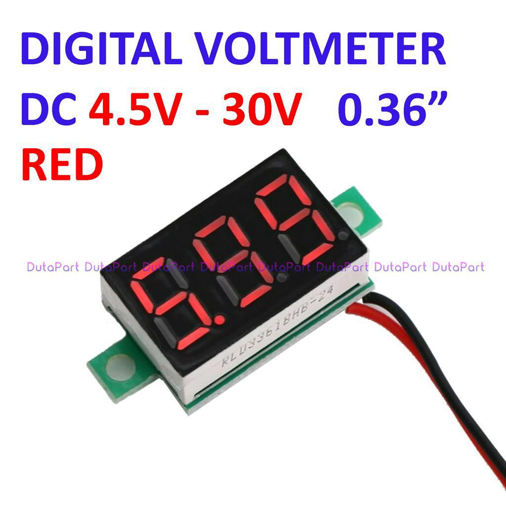 Digital Voltmeter DC 4.5V-30V 0.36&quot; Merah 2Wire Tanpa Frame Volt Meter