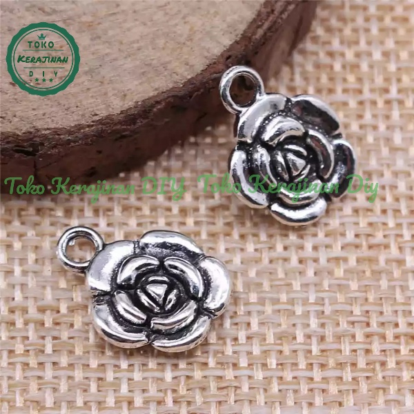 Charm Bunga Mawar Liontin Titanium Bahan Gelang Kalung Kerajinan Craft Dan DIY