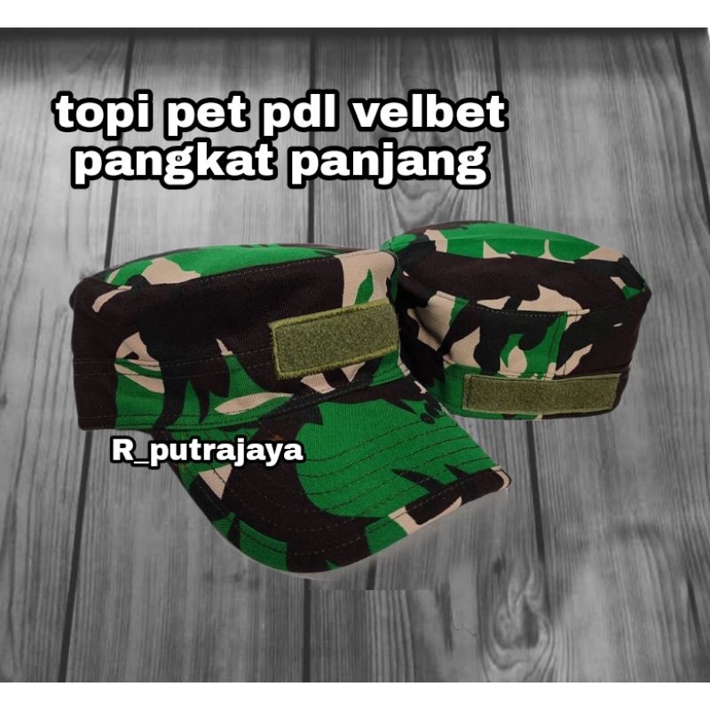 TOPI PET PDL VELBET pangkat panjang/topi pet pdl velbet comando/topi comando TNI AD