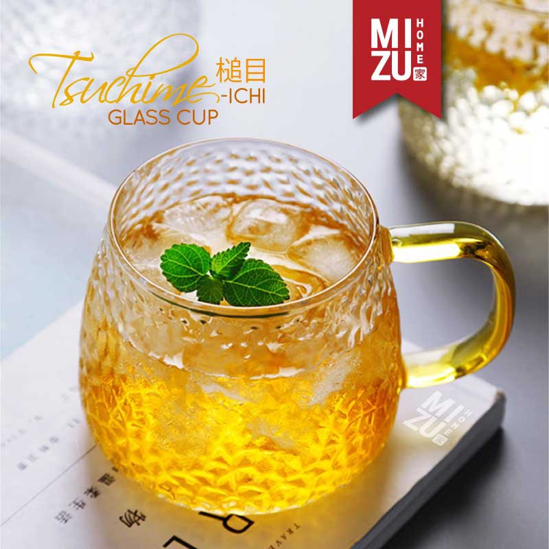 MIZU TSUCHIME-ICHI Glass Cup Japanese Hammered Mug Cangkir Kaca Cangkir Minum Air Teh Kopi Jepang-6