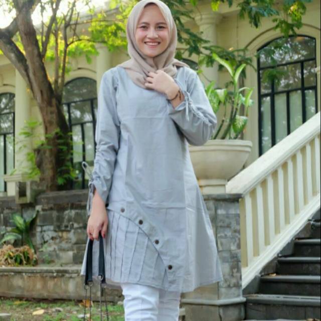 TUNIK  REMPEL KANCING BAWAH  /TUNIK LENGAN SERUT/TUNIK KATUN