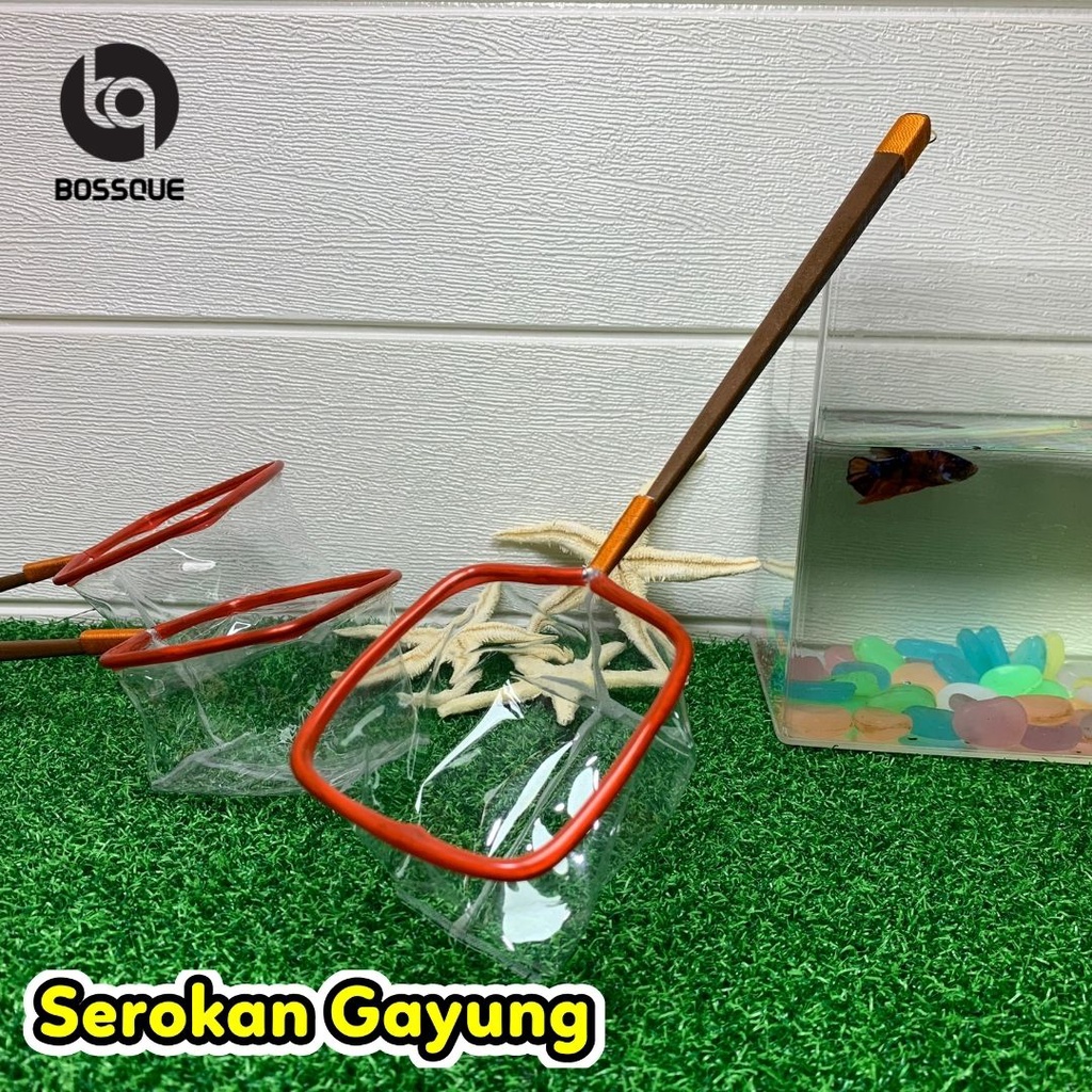 Serokan Gayung Kayu 7cm Seser Saringan Sauk Ikan Hias Cupang Gupy Artemia Jentik Kutu Air