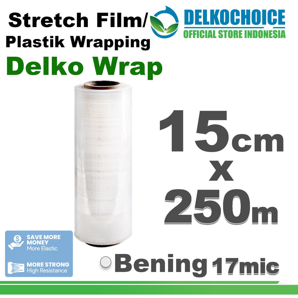 

Plastik Wraping Stretch Film BENING 15cm x 250m Pembungkus DELKOWRAP PREMIUM / SATUAN