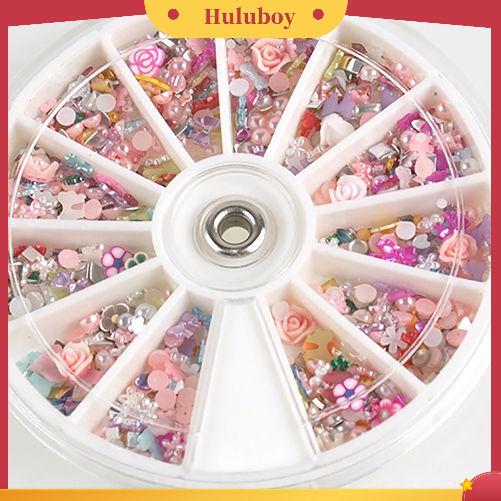 Huluboy Huluboy♡ 1200pcs Dekorasi Bunga / Pita Glitter Campur Untuk Manicure