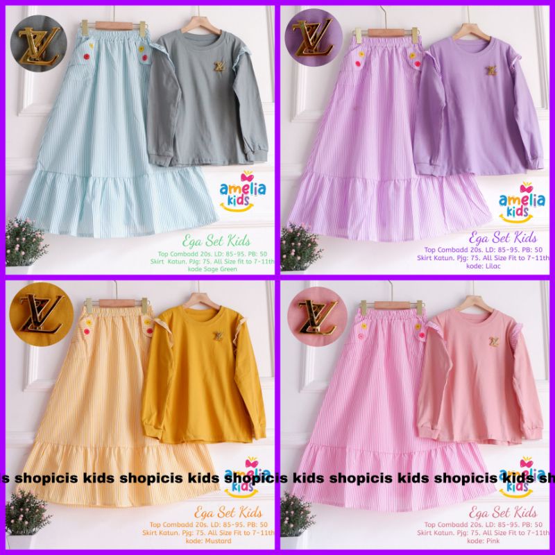 Baju Setelan Anak Cewek 9 Tahun Ega Set Kids Amelia Kids Setelan Kaos Anak Rok Cewek 9 Tahun Shopici