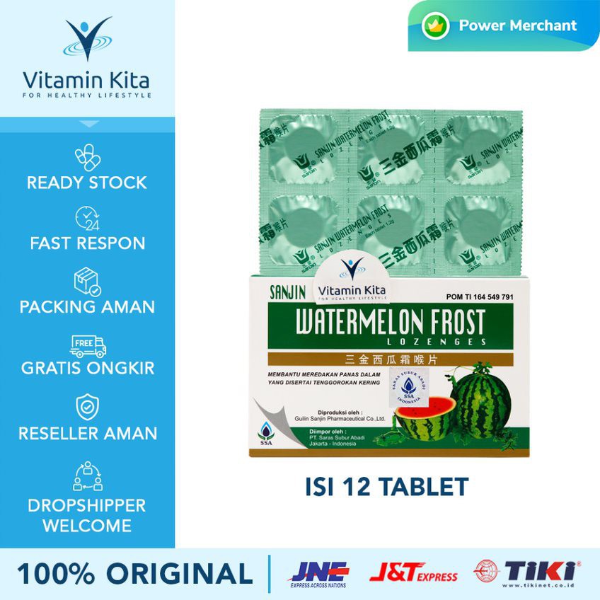 SANJIN WATERMELON FROST LOZENGES 12 TAB OBAT SARIAWAN DAN TENGGOROKAN