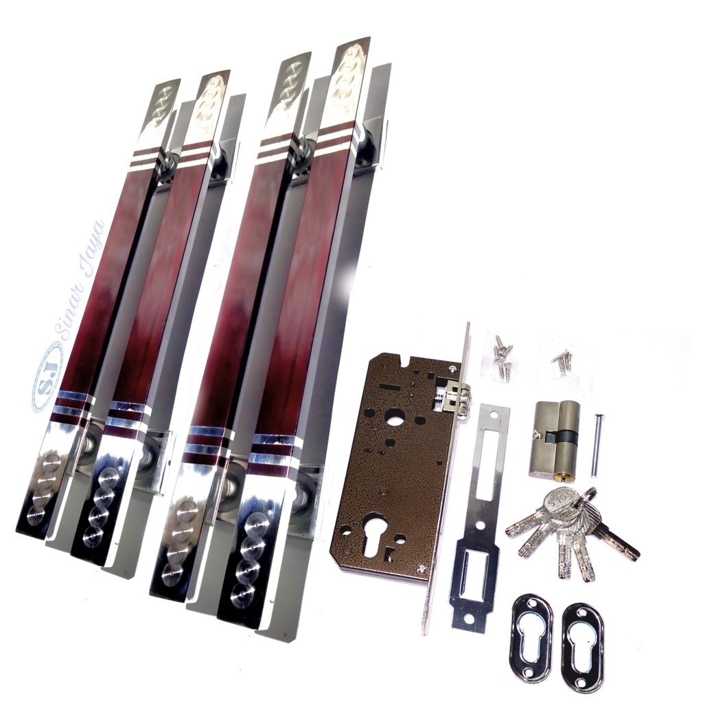 1 set Handle Pintu kuputarung panjang 45cm 33cm Tarikan Pintu Pegangan Pintu rumah minimalis Gagang pintu stainless murah satu paket 4 handle ples kunci murah