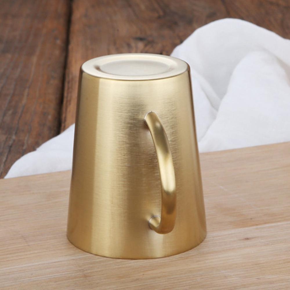 [Elegan] Mug Silver Stainless Steel Dengan Handgrip Kopi Rumah Makan Bar Perlengkapan Minum