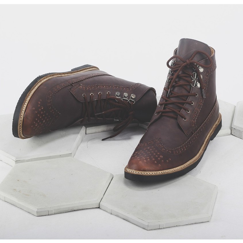 Benjiro Red Brush | Sepatu Boots Pria Coklat Ombre Vintage Klasik Kerja Boot Men Laki | FORIND Giant