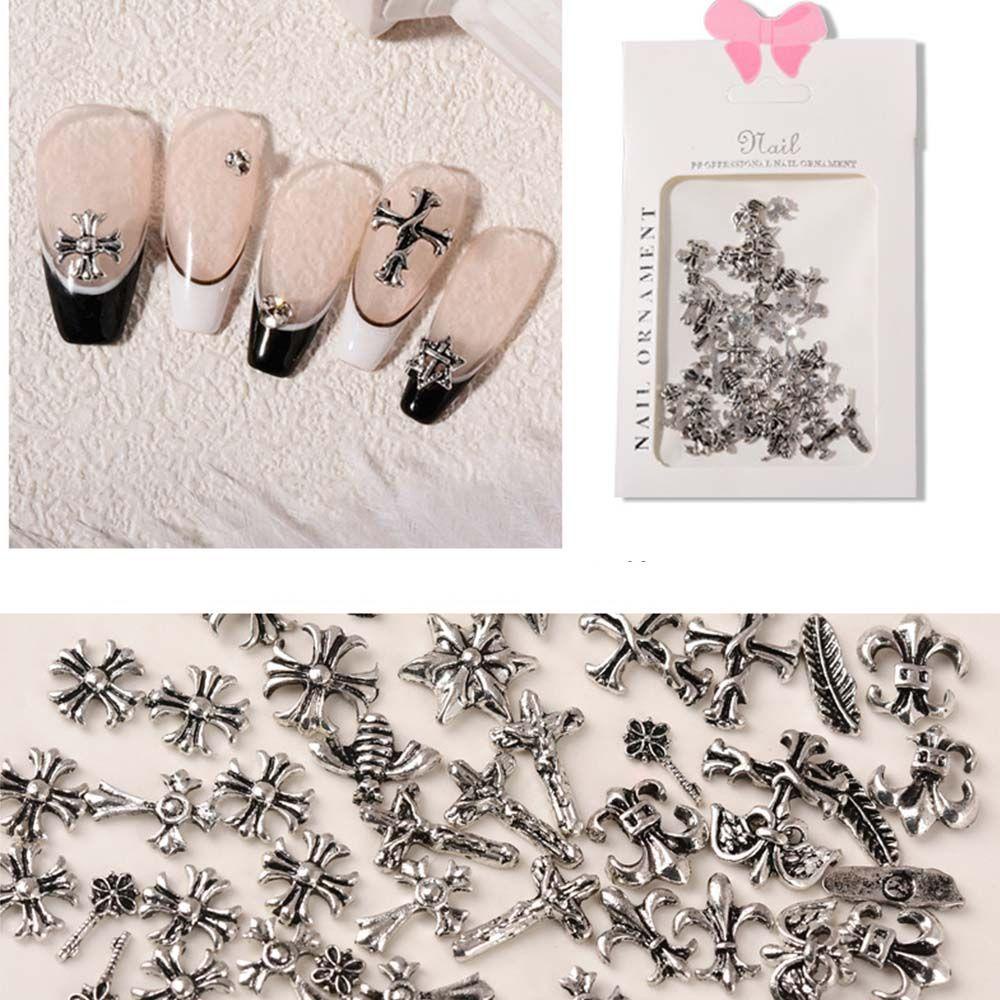 Mxbeauty Kecantikan Kepala Kuku Berlian Imitasi DIY Fashion Hati Bunga Nail Art Ornamen Ikatan Simpul Bentuk 3D Nail Art Charms