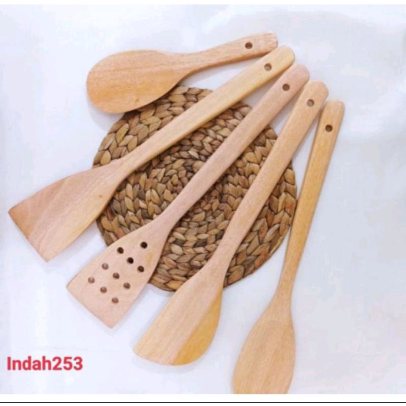 sutil set kayu mahoni isi 5 (paket)