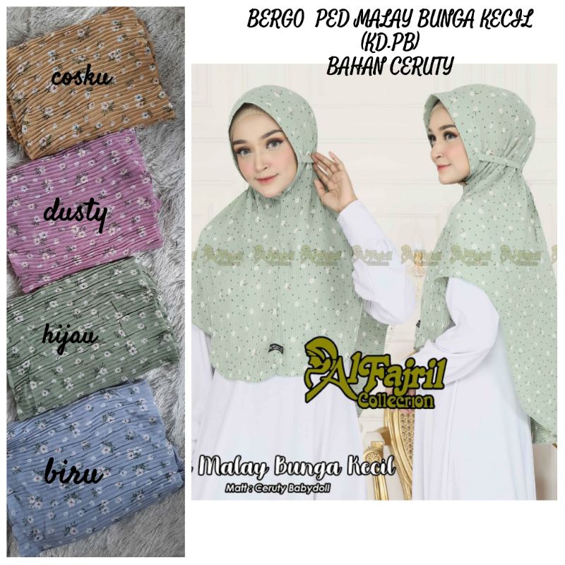 HIJAB BERGO PED PLISKET MOTIF BUNGA ORI ALFAJRIL