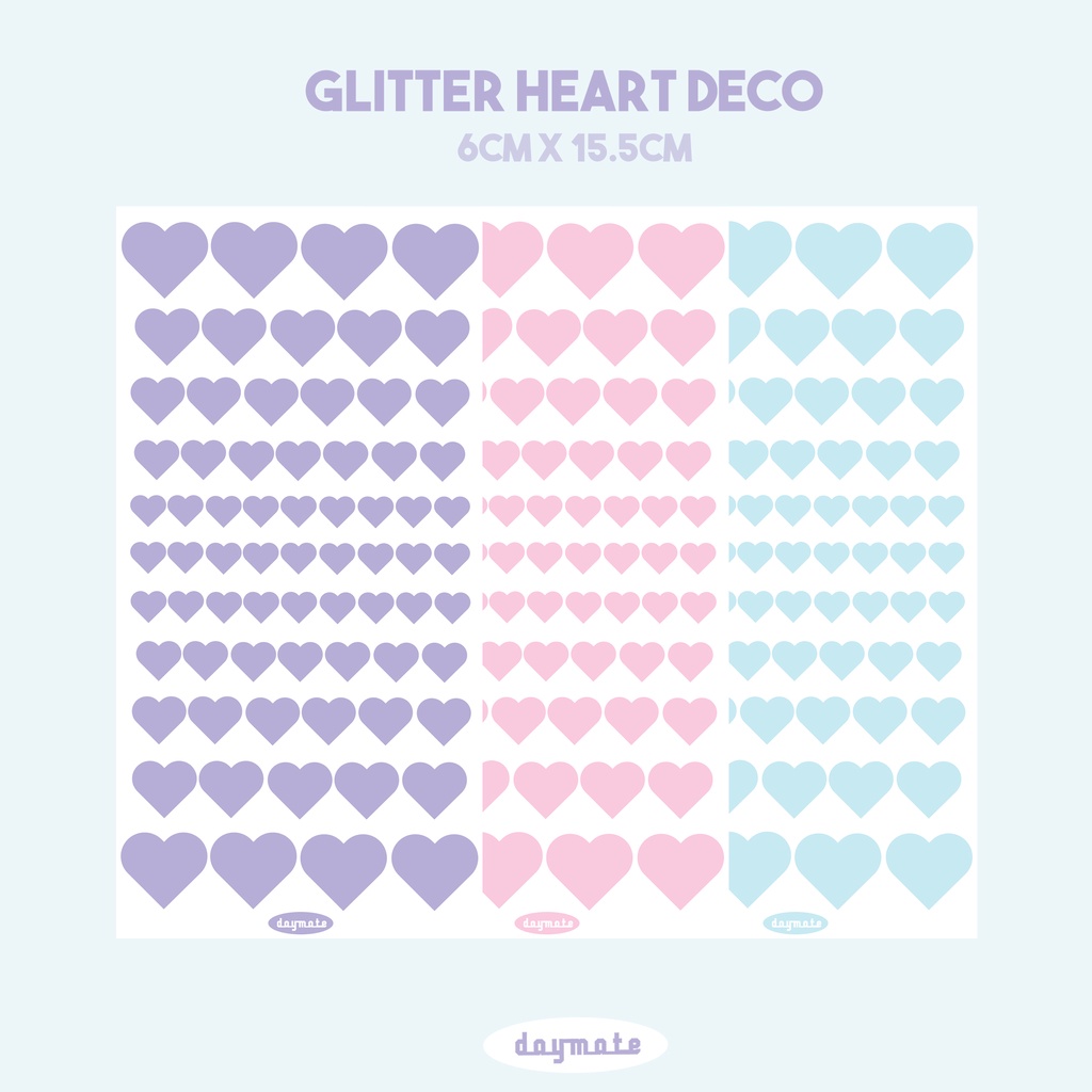 

GLITTER HEART DECO STICKER SHEET - DAYMATE