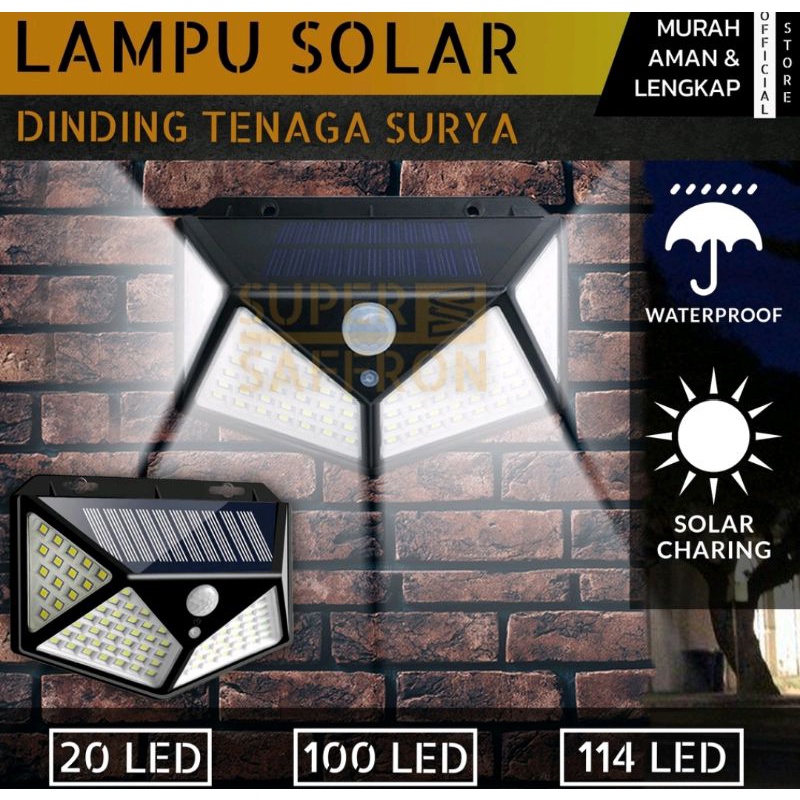 lampu LED solar taman/outdoor 100 LED dan 20 LED Anti air