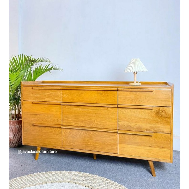 BUFET TV SCANDINAVIA MINIMALIS CABINET PAJANGAN RUANG TAMU KAYU JATI TUA VINTAGE RETRO DRAWER NATURAL FURNITURE JEPARA-2