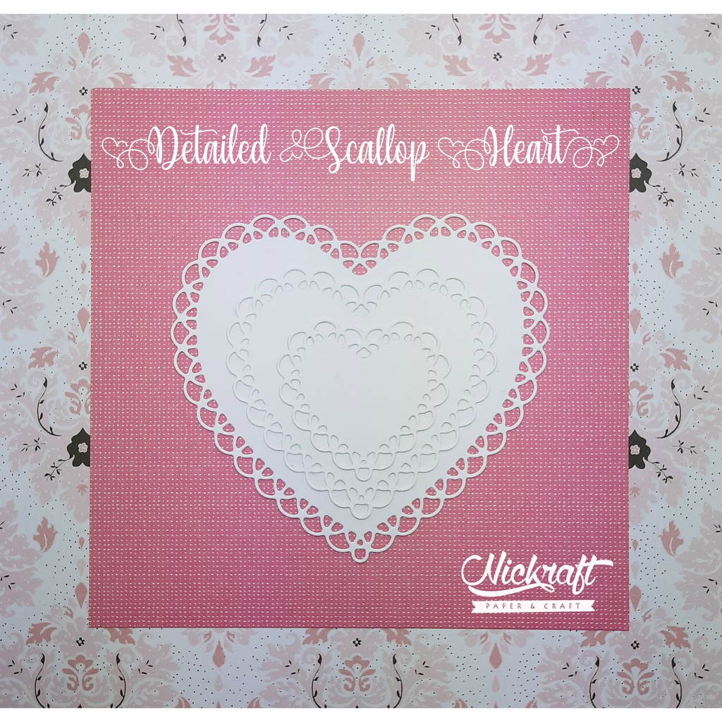 

DETAILED SCALLOP HEART - HIASAN SCRAPBOOK LABEL HATI LOVE