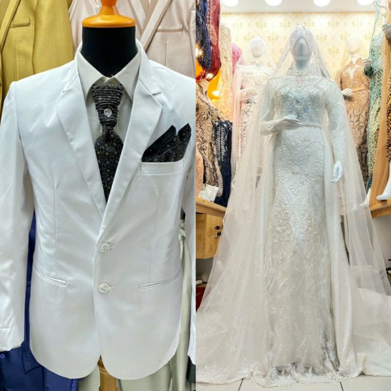 GAUN PENGANTIN COUPLE SLIM BEREKOR MEWAH MODERN//JAS//GAUN