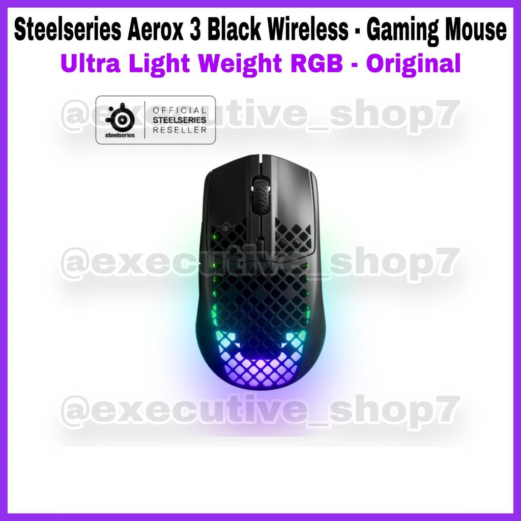 Steelseries Aerox 3 Black Wireless - Gaming Mouse - Ultra Light Weight RGB - Original